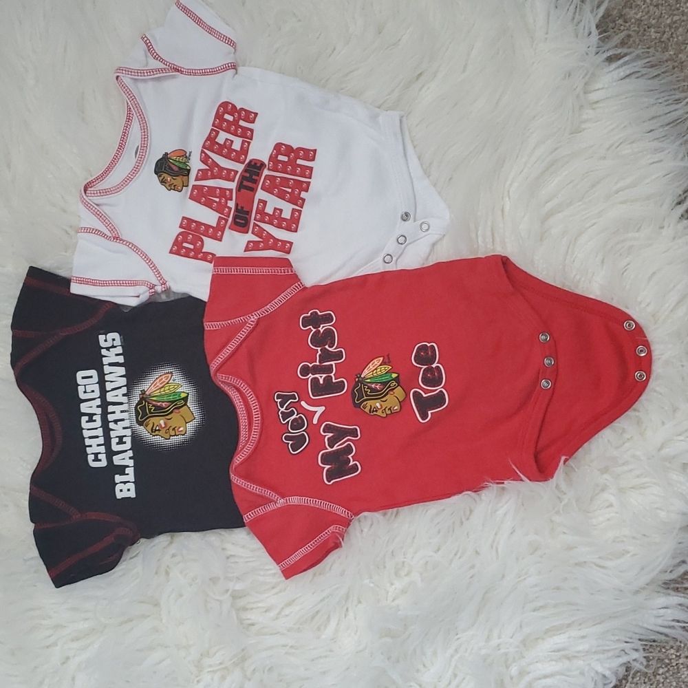 Chicago Blackhawk onesies- set of 3